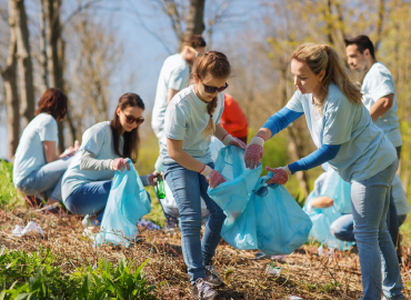  students cleaning up area